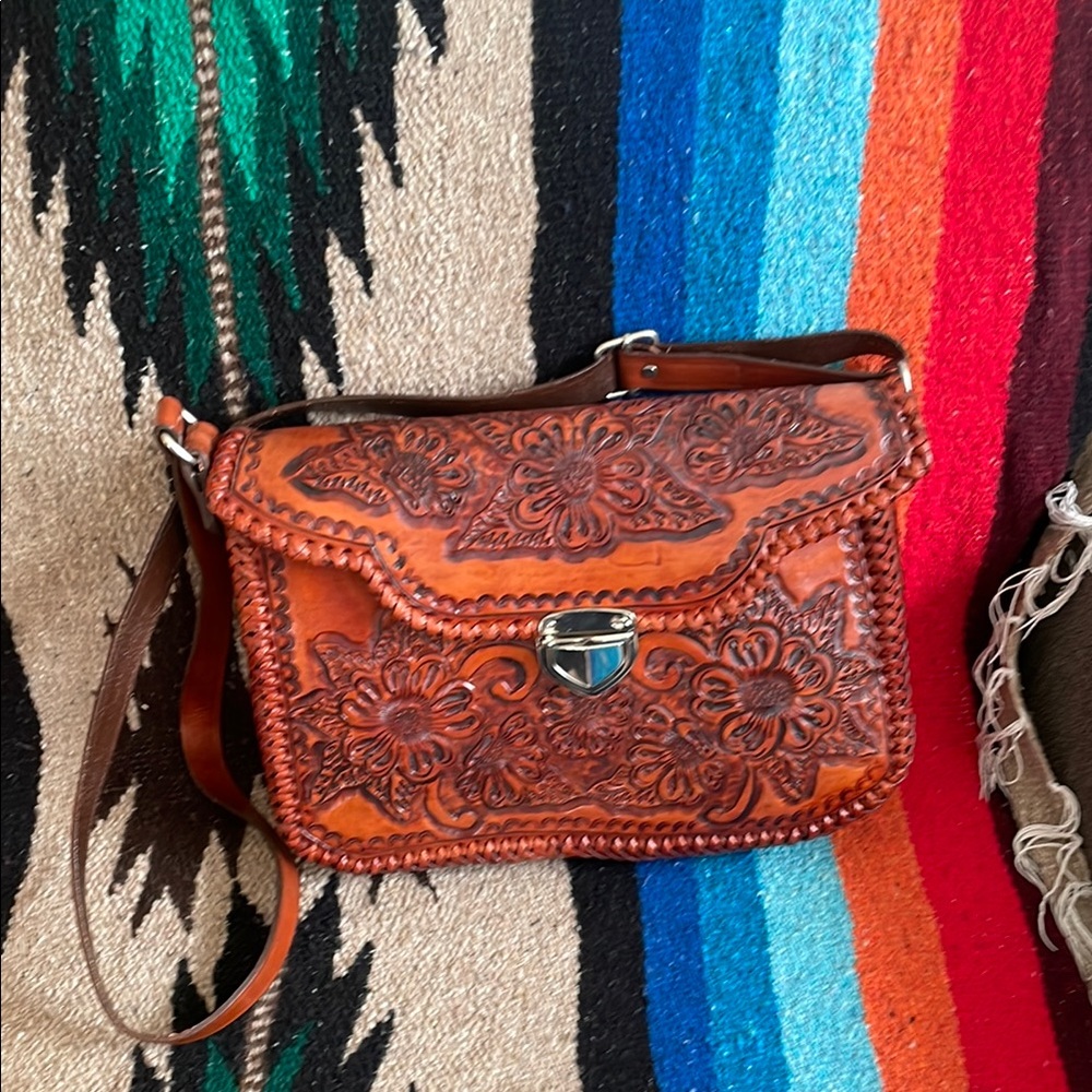 Handcrafted Floral Leather Bag